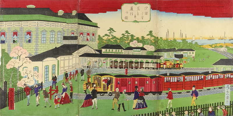 Ikkei “Steam Train Passing Shiodome in Tokyo”