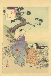 Toshikata / 36 Elegant Selections - Chrysanthemum Viewing / Women of the Kanpo Era [三十六佳撰　菊見　寛保頃婦人]