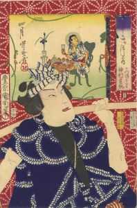 Kunichika / Kyosai / Comparison of the 12 months / April - Nakamura Shikan as Bonito Seller [見立十二ヶ月の内　四月　かつおう里　中村芝翫]