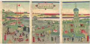 国鶴「横浜繁栄本町通時計台神奈川県全図」