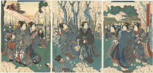 Kunisato / Cherry‐Blossom Viewing at Asakusa Okuyama [浅草奥山櫻見物の図]