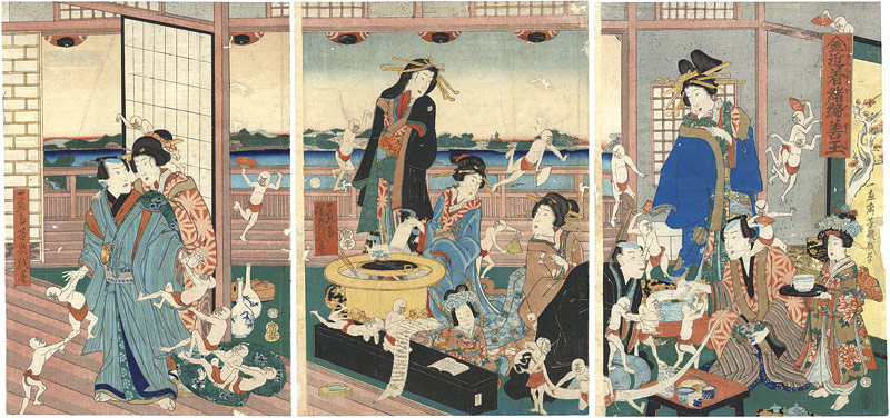 Yoshiiku “Virtuous Imps Vying for the Purse Strings of a Nouveau-Riche”