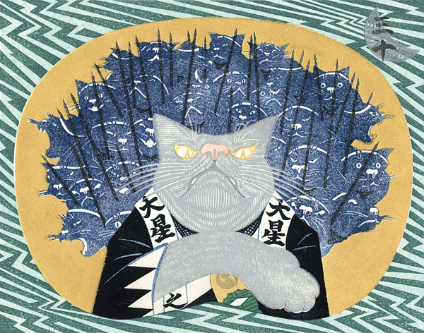 弦屋光溪「扇面流し 猫の忠臣蔵」