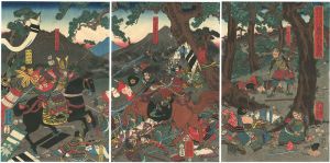 Yoshikazu / The Great Battle of the Koromo River in Mutsu Province in the Ninth Month of 1062 during the Earlier Nine-year War  [前九年之内康平五年九月　奥州衣川大合戦]