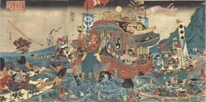長門国赤間の浦に於て源平大合戦平家一門悉く亡びる図