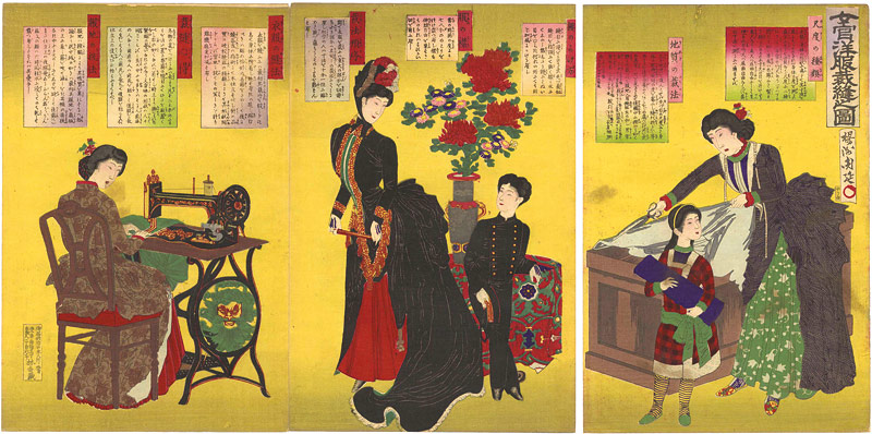 Chikanobu “Women Sewing European Clothes”