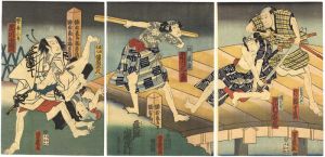 Yoshiiku / Kabuki Scene from　Kokoga Edo Koude no Tatehiki [慈江戸小腕達引]