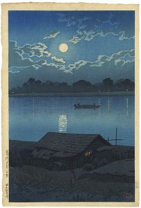 Kawase Hasui / Twenty Views of Tokyo Series / Moon over the Ara River, Akabane