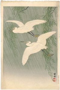 Ohara Shoson / 柳と白鷺