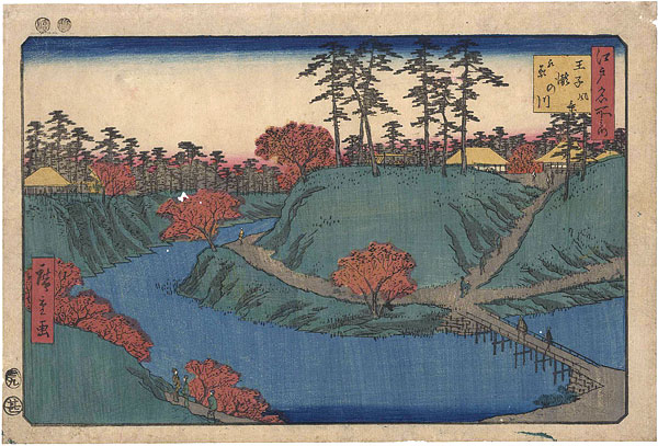 Hiroshige “Famous Places in Edo / Waterfall River at Oji ”