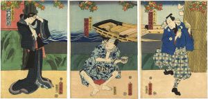 Yoshiiku / Kabuki Scene from Sumidagawa no ukiyo kagami [隅田川浮世の鏡]