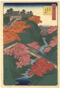 Hiroshige II / 100 Famous Views in the Various Provinces / Tsuten Bridge at Tofuku-ji Temple in Kyoto [諸国名所百景　京都東福寺通天橋]