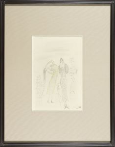 斎藤真一「自筆画 ペンペン草の女達」