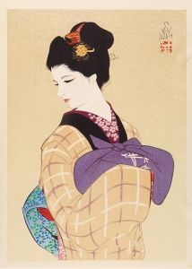 Iwata Sentaro / Compilation of Masterpieces of Bijin Woodblock Prints / Returning From Practice