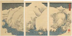 Snow, Moon and Flowers / Snow :Mountain River on the Kiso Road【Reproduction】