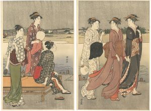 Enjoying the Evening Cool on the Banks of the Sumida River【Reproduction】
