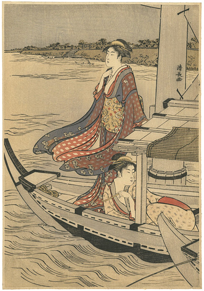 Kiyonaga “A Boating Party under Azuma Bridge (left)【Reproduction】”