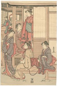 Shuncho / Group of Young Women on the Veranda of a Tea–house(right)【Reproduction】 [美人画 （右）【復刻版】]