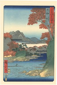 Famous Views of the 60-odd Provinces / Yamato Province : Tatsuta Mountain and Tatsuta River 【Reproduction】