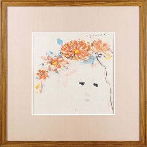 海老原喜之助「自筆画色紙　花飾り人」