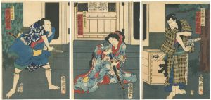国輝二代「魁駒松梅桜曙幑」