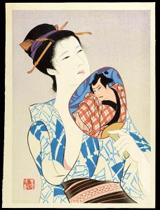 岩田専太郎「木版美人名作撰　涼」