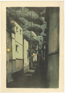 大阪風景　浮世小路（月夜）