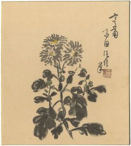 自筆色紙　菊