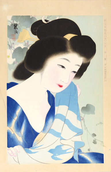 Nakayama Shuko “New Ukiyo-e Style Beauties / July, After the Bath”