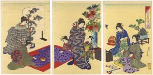 Chikanobu / Illustration of Ladies Sewing [女礼式裁縫の図]