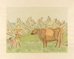 Maekawa Senpan / Red Cattle at Seashore