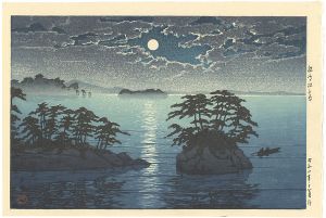 Kawase Hasui  / Moonrise at Futago Island, Matsushima