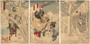 三国志図会内　玄徳風雪ニ孔明ヲ訪フ
