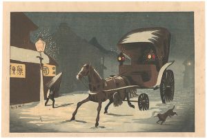 清親「東京名所図　本町通夜雪」