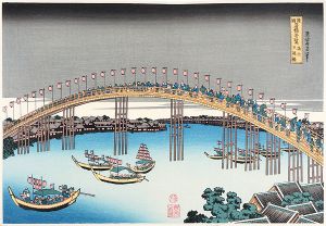 Remarkable Views of Bridges in Various Provinces / Temma Bridge in Settsu Province 【Reproduction】