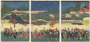 Hiroshige II / Procession of the Eastern Capital /  View of Hachiman Shrine at Ichigaya [東都錦行烈　市がや八まん前の景]
