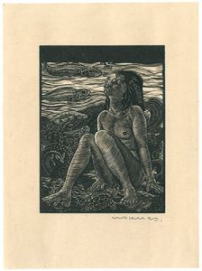 Wakuta Toshiyuki / Ex Libris / Girl and Fishes