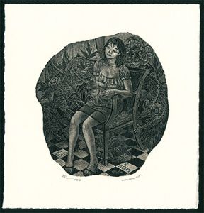 Wakuta Toshiyuki / Ex Libris / Girl on Chair IV