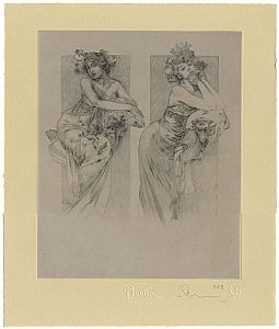 アルフォンス・ミュシャ「Two Woman Panel」