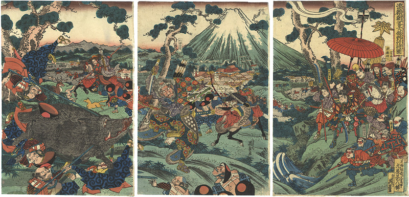 Eisen “The Great Hunting-party of Yoritomo on the Moor Below Mt. Fuji	”