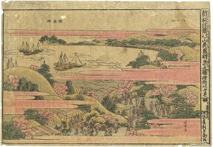 北斎「新板浮絵八ツ山花盛群集之図」