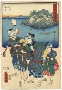 Hiroshige I / Toyokuni III / 53 Stations of Tokaido  by two brushes / Maisaka [雙筆五十三次 舞坂]