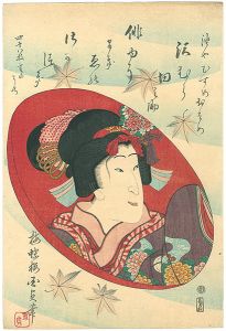 国貞二代「俳優蒔絵盃 四十八枚重ノ内 　沢村田之助」