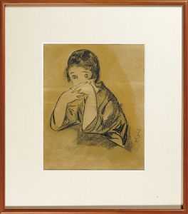 Takehisa Yumeji / Drawing : Woman Resting Her Chin on Hand (tentative title)