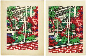 川西英「自筆原画・版画　花壇」