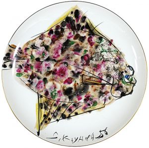 Kayama Shiro / Hand Painted Decorative Plate : Flounder