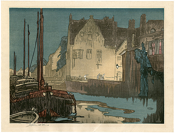 Frank Brangwyn “Bruges at Night (Bridge of the Predikheren)”