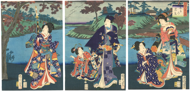 Kunichika “8 Views of Edo / Landing wild geese in Oji”