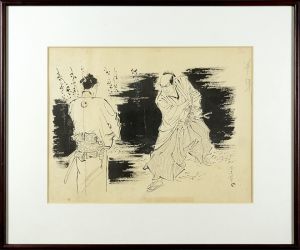岩田専太郎「自筆画稿　大佛次郎原作『半身』より」