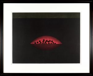 Hamaguchi Yozo / Red Bowl with Black Cherries